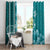 Teal Hibiscus Turle Window Curtain Hawaiian Style Tribal Tapa Pattern