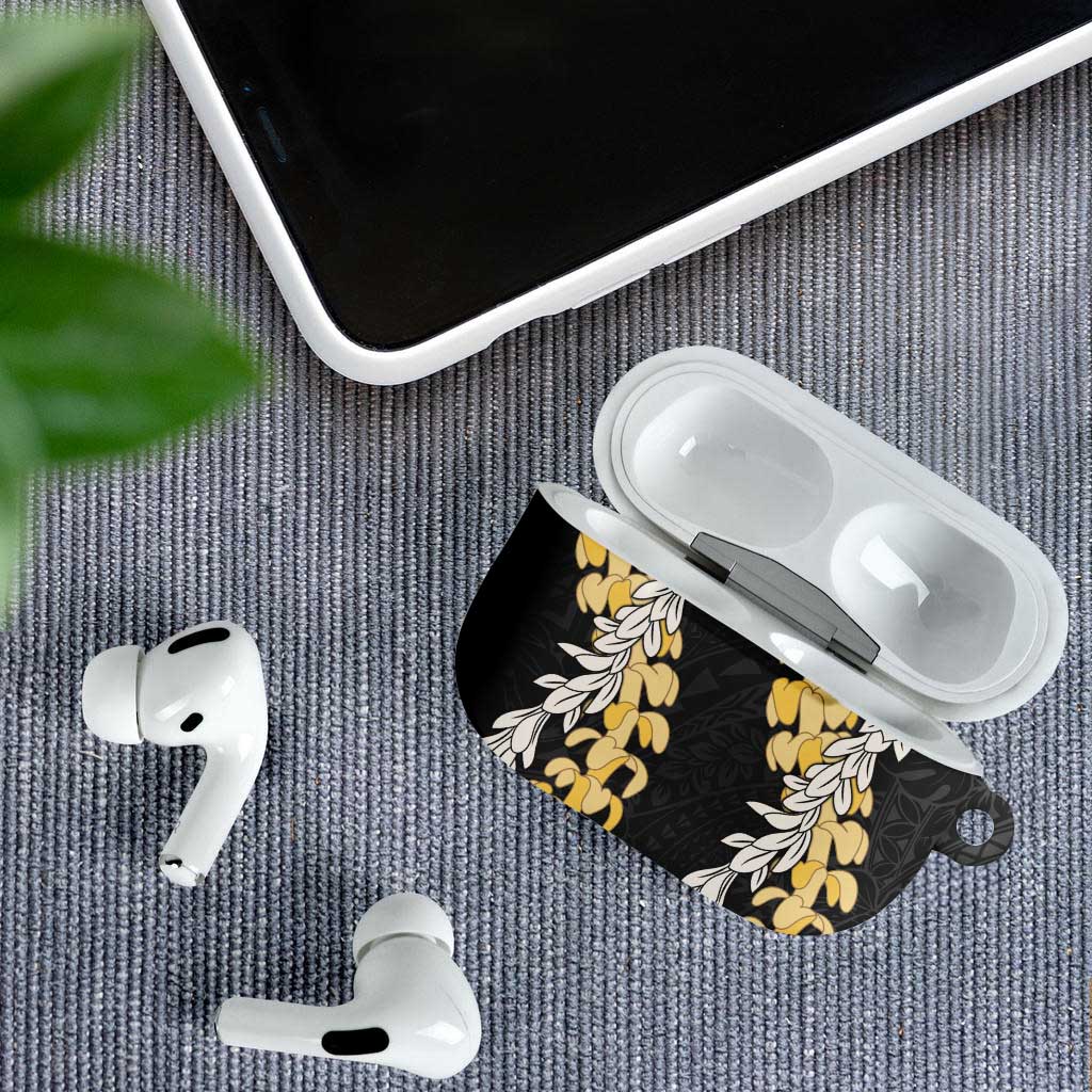 Puakenikeni and Maile Lei AirPods Case Black Double Strand Lei - Polynesian Pride