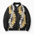 Puakenikeni and Maile Lei Bomber Puffer Jacket Black Double Strand Lei - Polynesian Pride