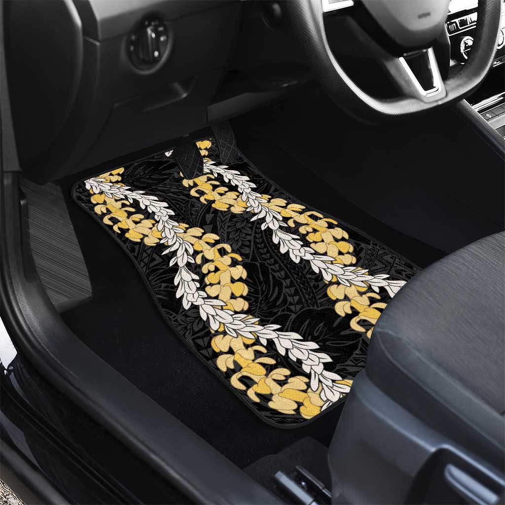 Puakenikeni and Maile Lei Car Mats Black Double Strand Lei