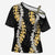 Puakenikeni and Maile Lei Cross Shoulder Shirt Black Double Strand Lei - Polynesian Pride