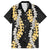 Puakenikeni and Maile Lei Family Matching Long Sleeve Bodycon Dress and Hawaiian Shirt Black Double Strand Lei