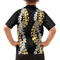 Puakenikeni and Maile Lei Family Matching Puletasi and Hawaiian Shirt Black Double Strand Lei