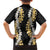 Puakenikeni and Maile Lei Family Matching Short Sleeve Bodycon Dress and Hawaiian Shirt Black Double Strand Lei