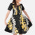 Puakenikeni and Maile Lei Family Matching Short Sleeve Bodycon Dress and Hawaiian Shirt Black Double Strand Lei