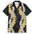 Puakenikeni and Maile Lei Family Matching Short Sleeve Bodycon Dress and Hawaiian Shirt Black Double Strand Lei