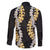 Puakenikeni and Maile Lei Family Matching Short Sleeve Bodycon Dress and Hawaiian Shirt Black Double Strand Lei
