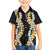 Puakenikeni and Maile Lei Family Matching Short Sleeve Bodycon Dress and Hawaiian Shirt Black Double Strand Lei