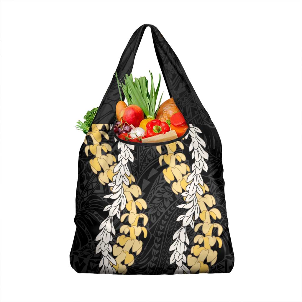 Puakenikeni and Maile Lei Grocery Bag Black Double Strand Lei