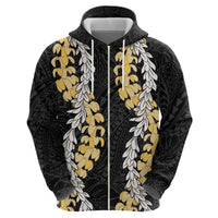Puakenikeni and Maile Lei Hoodie Black Double Strand Lei