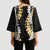 Puakenikeni and Maile Lei Kimono Sleeve Blouse Black Double Strand Lei - Polynesian Pride
