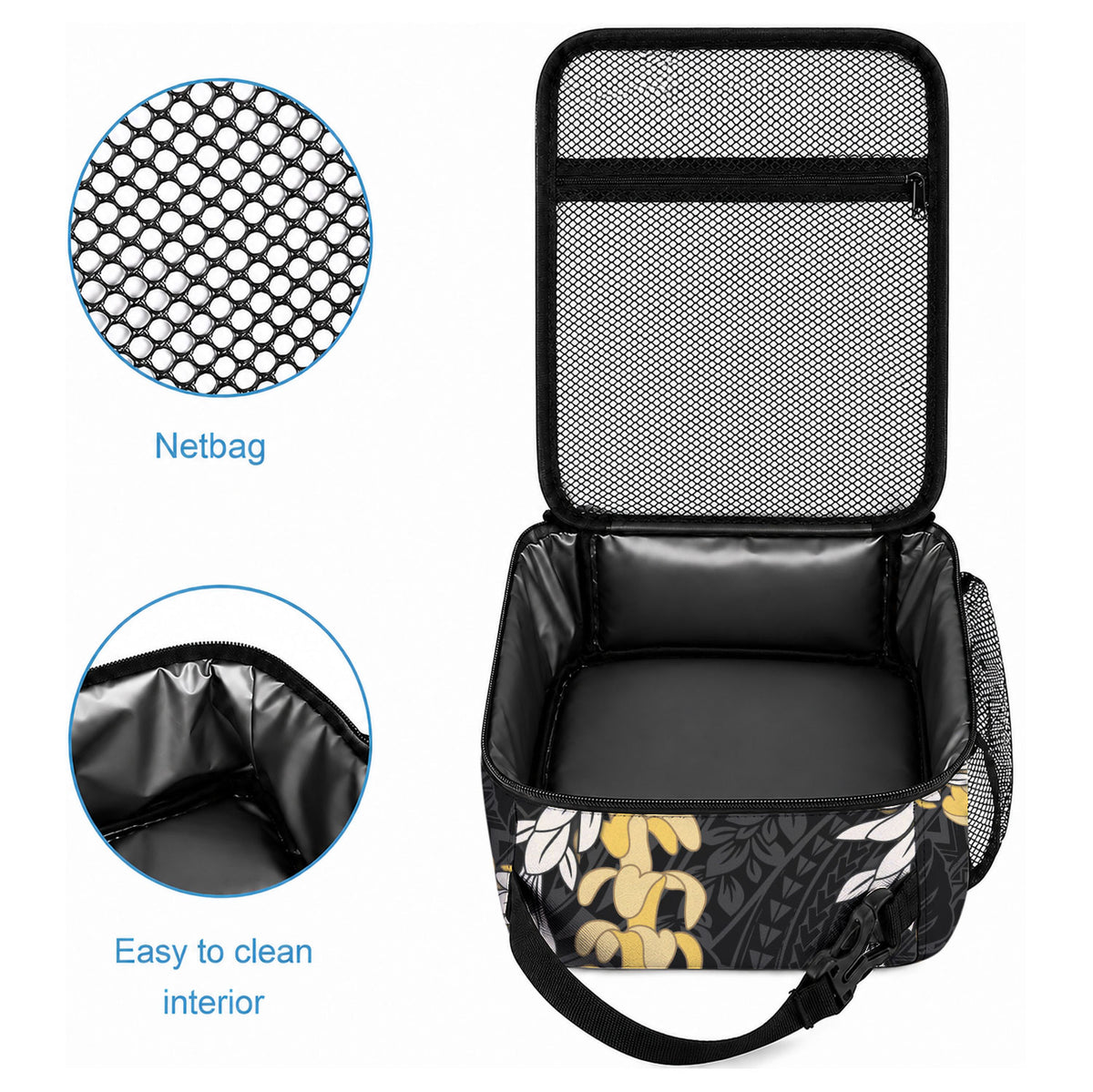 Puakenikeni and Maile Lei Lunch Bag Black Double Strand Lei LT9 - Polynesian Pride
