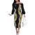 Puakenikeni and Maile Lei Off The Shoulder Long Sleeve Dress Black Double Strand Lei