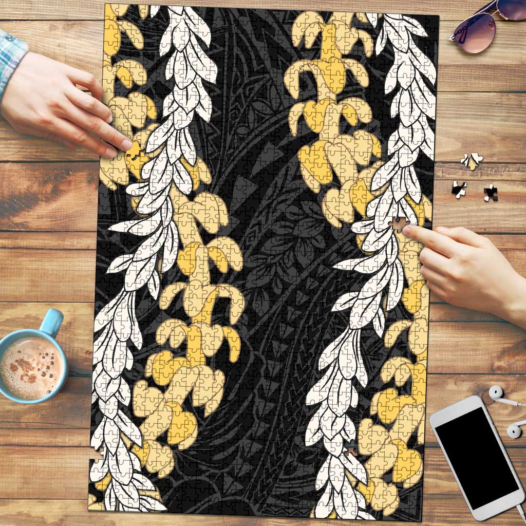 Puakenikeni and Maile Lei Puzzle Black Double Strand Lei - Polynesian Pride