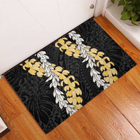 Puakenikeni and Maile Lei Rubber Doormat Black Double Strand Lei