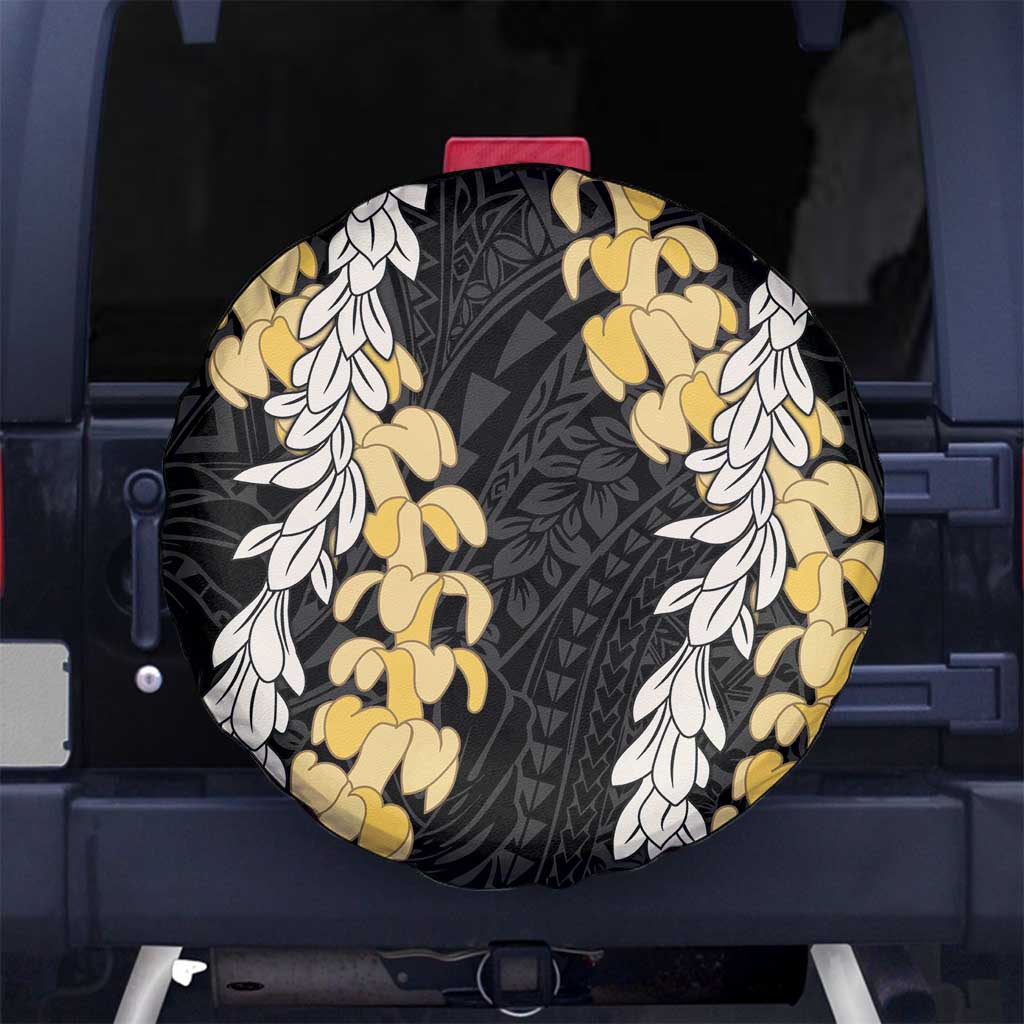 Puakenikeni and Maile Lei Spare Tire Cover Black Double Strand Lei
