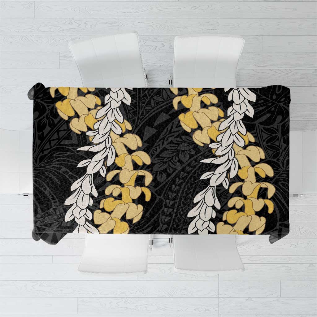Puakenikeni and Maile Lei Tablecloth Black Double Strand Lei