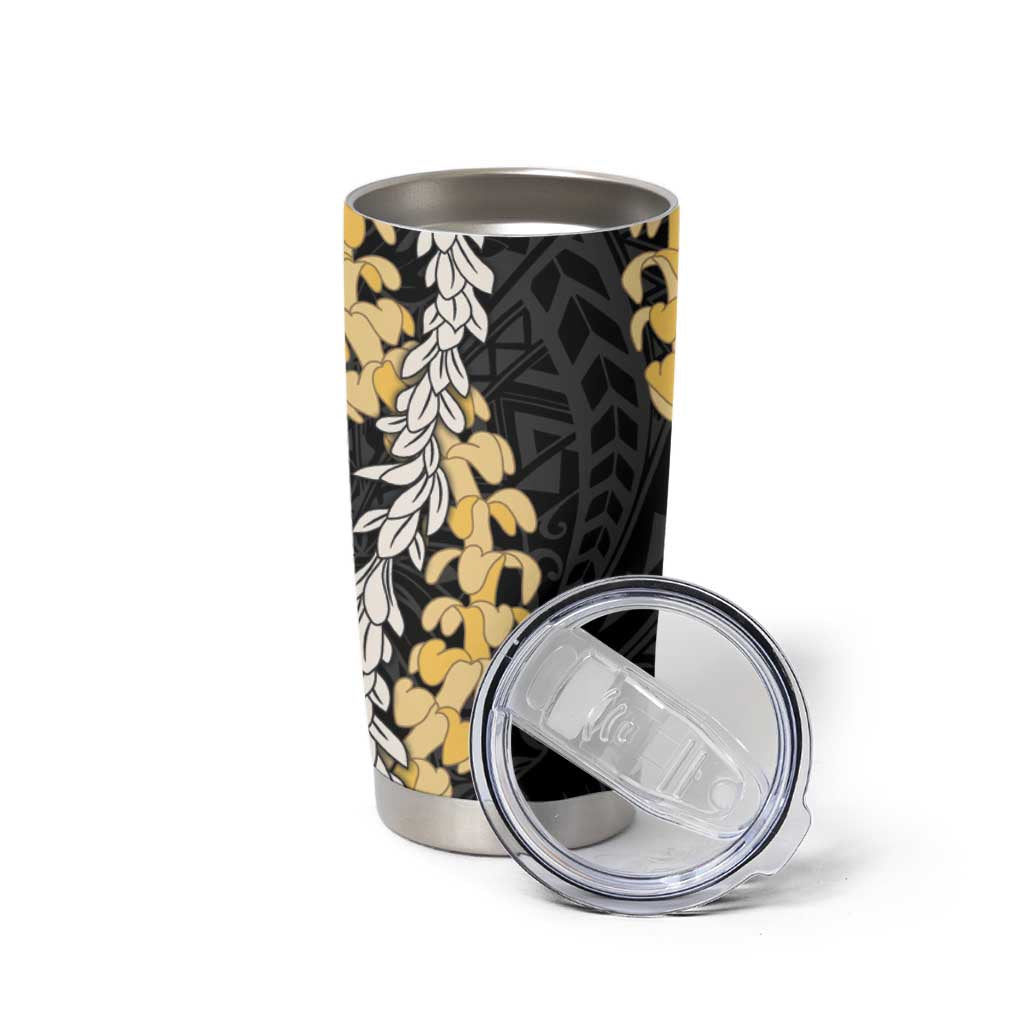Puakenikeni and Maile Lei Tumbler Cup Black Double Strand Lei