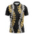 Puakenikeni and Maile Lei Zipper Polo Shirt Black Double Strand Lei - Polynesian Pride