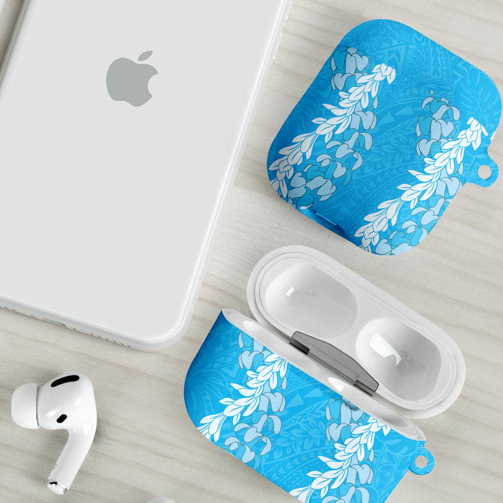 Puakenikeni and Maile Lei AirPods Case Blue Double Strand Lei - Polynesian Pride