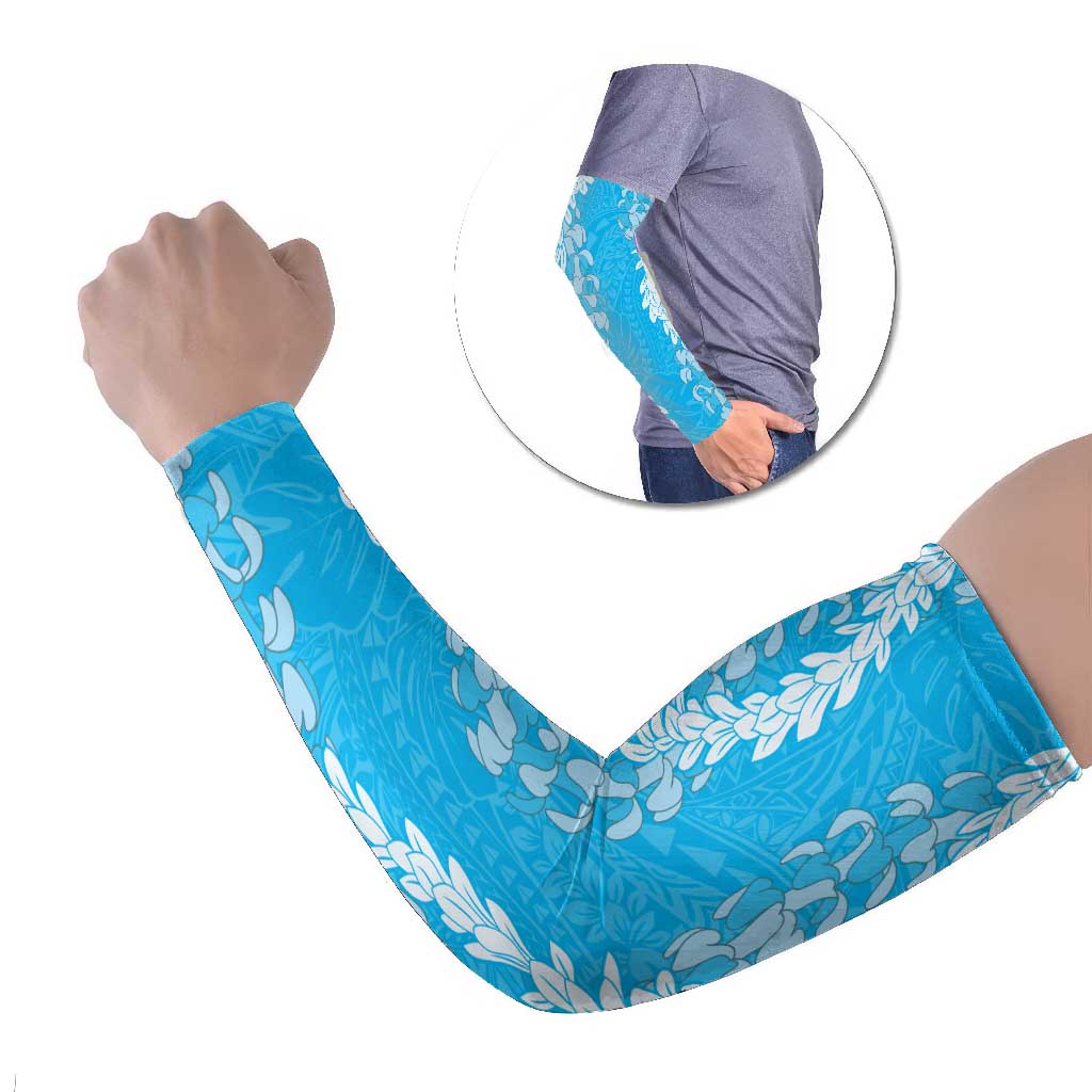 Puakenikeni and Maile Lei Arm Sleeves Blue Double Strand Lei - Polynesian Pride