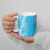 Puakenikeni and Maile Lei Ceramic Mug Blue Double Strand Lei - Polynesian Pride