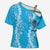 Puakenikeni and Maile Lei Cross Shoulder Shirt Blue Double Strand Lei - Polynesian Pride