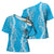 Puakenikeni and Maile Lei Cross Shoulder Shirt Blue Double Strand Lei - Polynesian Pride