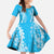 Puakenikeni and Maile Lei Family Matching Mermaid Dress and Hawaiian Shirt Blue Double Strand Lei