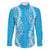 Puakenikeni and Maile Lei Family Matching Mermaid Dress and Hawaiian Shirt Blue Double Strand Lei