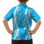 Puakenikeni and Maile Lei Family Matching Short Sleeve Bodycon Dress and Hawaiian Shirt Blue Double Strand Lei