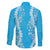 Puakenikeni and Maile Lei Family Matching Short Sleeve Bodycon Dress and Hawaiian Shirt Blue Double Strand Lei