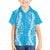 Puakenikeni and Maile Lei Family Matching Short Sleeve Bodycon Dress and Hawaiian Shirt Blue Double Strand Lei