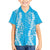Puakenikeni and Maile Lei Family Matching Tank Maxi Dress and Hawaiian Shirt Blue Double Strand Lei