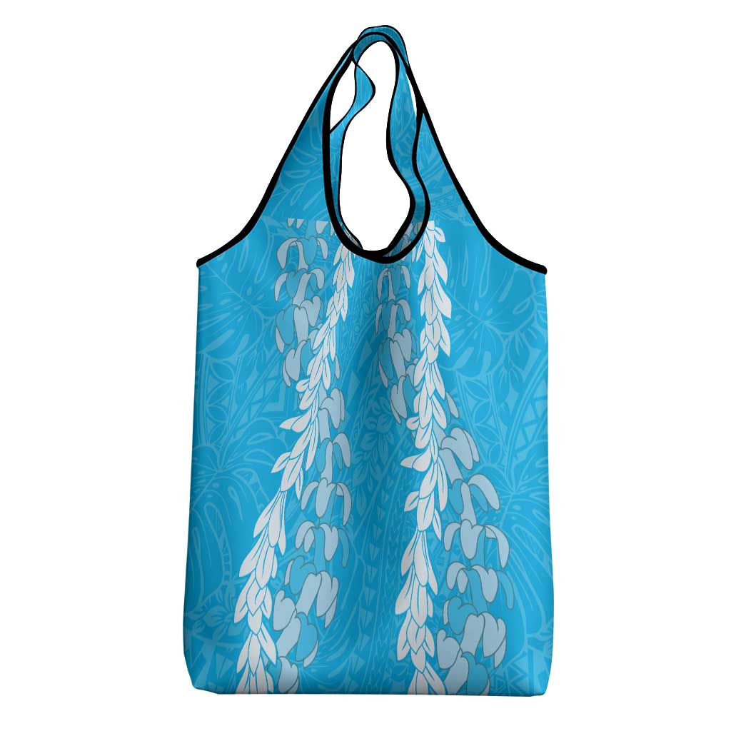 Puakenikeni and Maile Lei Grocery Bag Blue Double Strand Lei