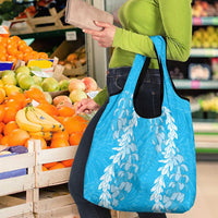 Puakenikeni and Maile Lei Grocery Bag Blue Double Strand Lei