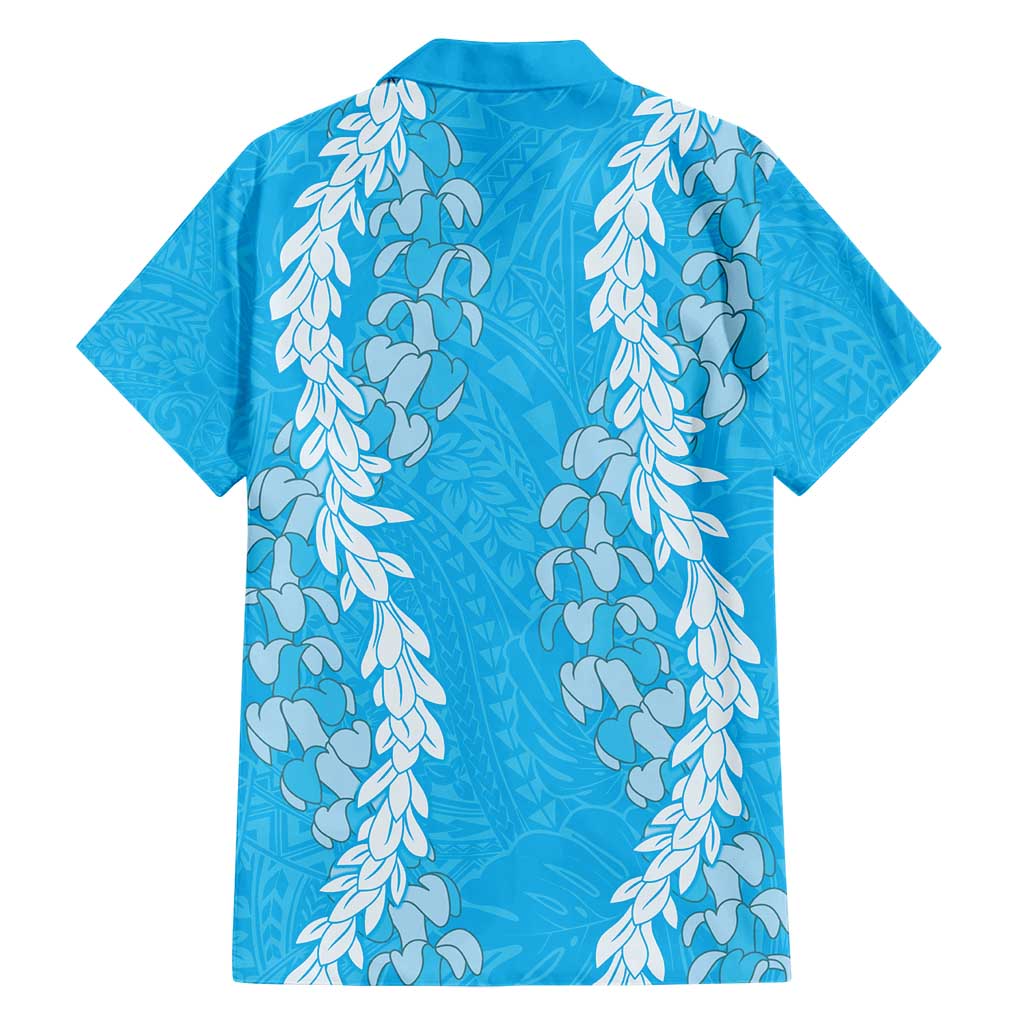 Puakenikeni and Maile Lei Hawaiian Shirt Blue Double Strand Lei