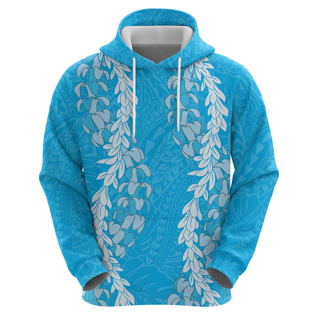 Puakenikeni and Maile Lei Hoodie Blue Double Strand Lei