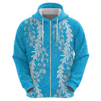 Puakenikeni and Maile Lei Hoodie Blue Double Strand Lei