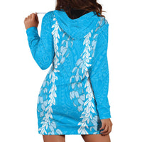 Puakenikeni and Maile Lei Hoodie Dress Blue Double Strand Lei