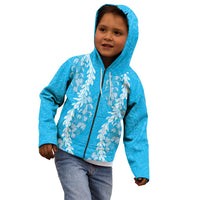 Puakenikeni and Maile Lei Kid Hoodie Blue Double Strand Lei