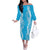 Puakenikeni and Maile Lei Off The Shoulder Long Sleeve Dress Blue Double Strand Lei