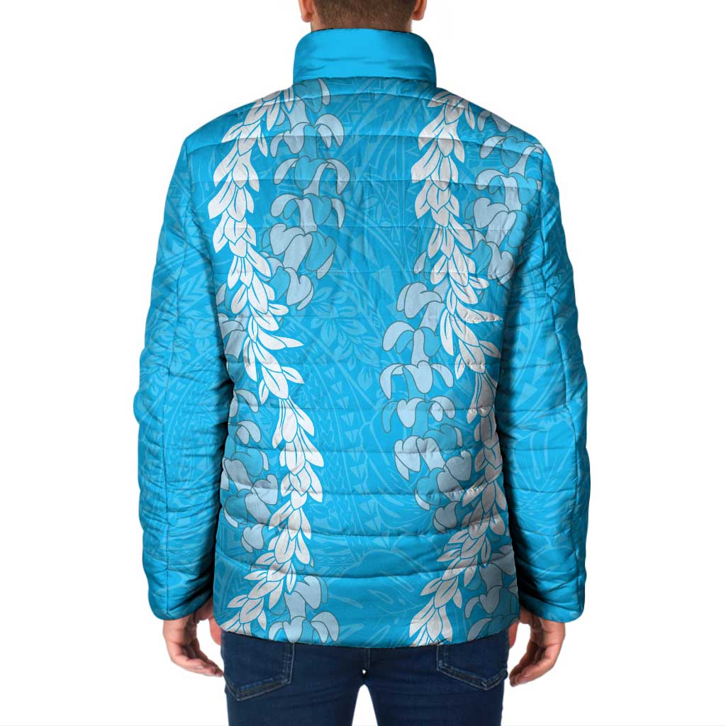 Puakenikeni and Maile Lei Padded Jacket Blue Double Strand Lei - Polynesian Pride