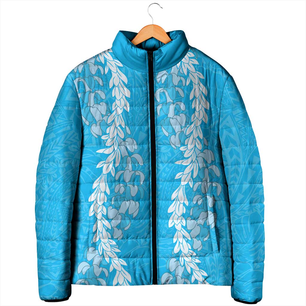 Puakenikeni and Maile Lei Padded Jacket Blue Double Strand Lei - Polynesian Pride