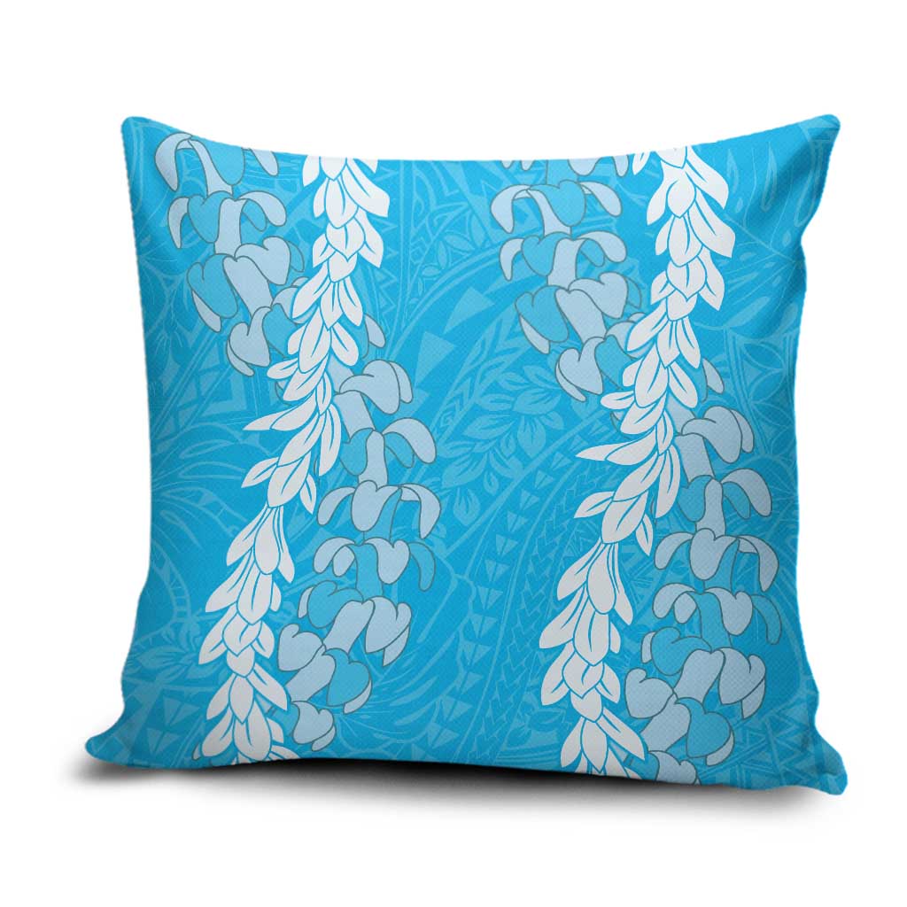 Puakenikeni and Maile Lei Pillow Cover Blue Double Strand Lei - Polynesian Pride