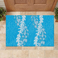 Puakenikeni and Maile Lei Rubber Doormat Blue Double Strand Lei