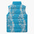 Puakenikeni and Maile Lei Sleeveless Puffer Jacket Blue Double Strand Lei - Polynesian Pride
