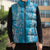 Puakenikeni and Maile Lei Sleeveless Puffer Jacket Blue Double Strand Lei - Polynesian Pride