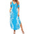 Puakenikeni and Maile Lei Summer Maxi Dress Blue Double Strand Lei