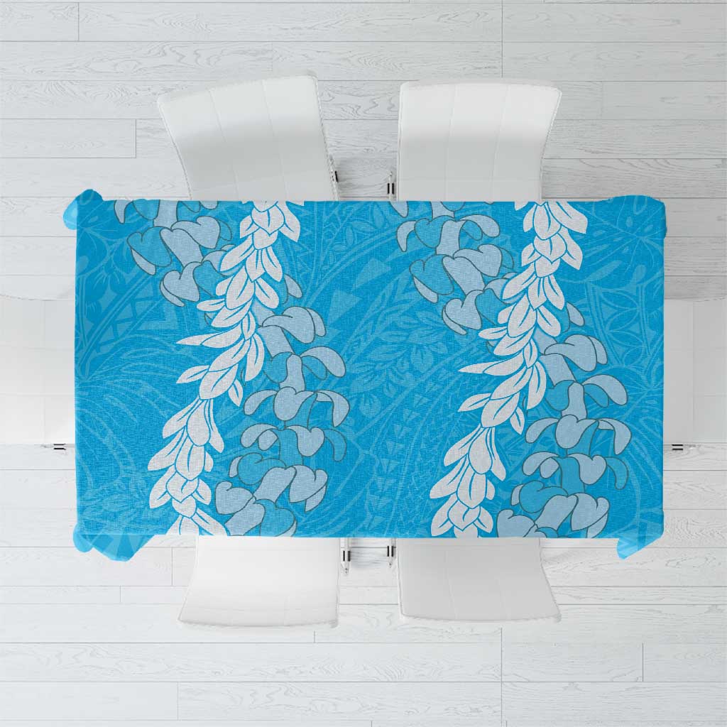 Puakenikeni and Maile Lei Tablecloth Blue Double Strand Lei